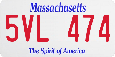 MA license plate 5VL474