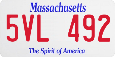 MA license plate 5VL492