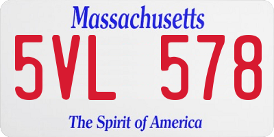 MA license plate 5VL578