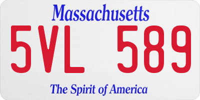 MA license plate 5VL589