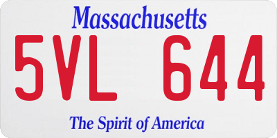 MA license plate 5VL644