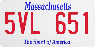 MA license plate 5VL651