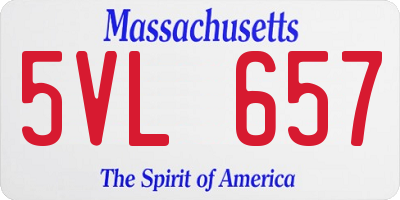MA license plate 5VL657
