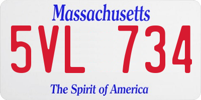 MA license plate 5VL734