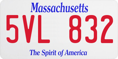 MA license plate 5VL832