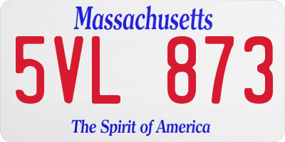 MA license plate 5VL873