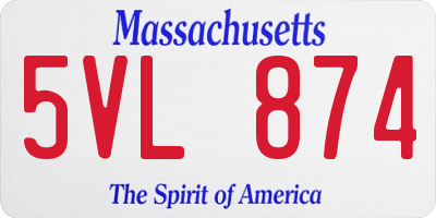 MA license plate 5VL874