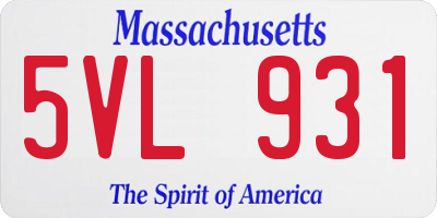 MA license plate 5VL931