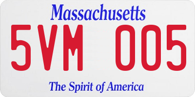 MA license plate 5VM005