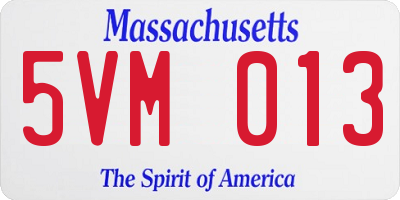 MA license plate 5VM013