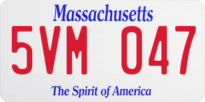 MA license plate 5VM047