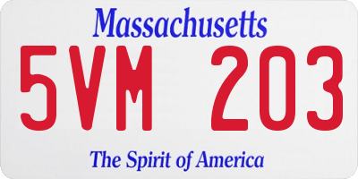 MA license plate 5VM203