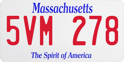 MA license plate 5VM278
