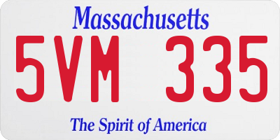 MA license plate 5VM335