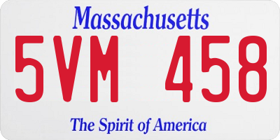MA license plate 5VM458
