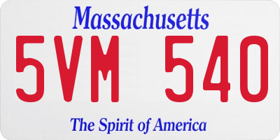 MA license plate 5VM540