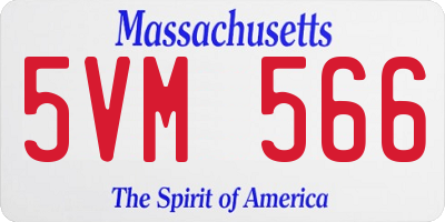 MA license plate 5VM566