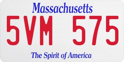 MA license plate 5VM575