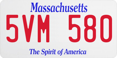 MA license plate 5VM580