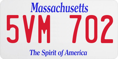 MA license plate 5VM702