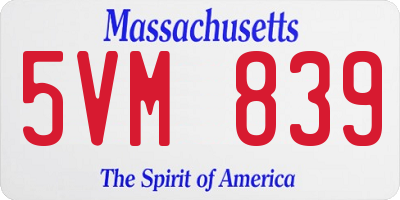 MA license plate 5VM839