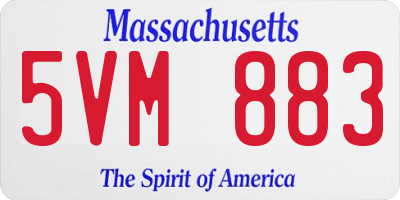 MA license plate 5VM883