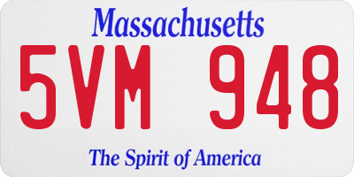 MA license plate 5VM948
