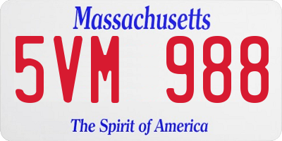 MA license plate 5VM988