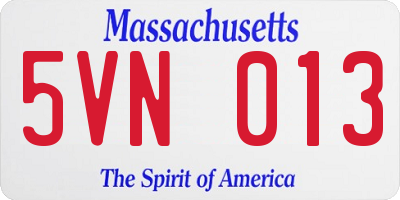 MA license plate 5VN013