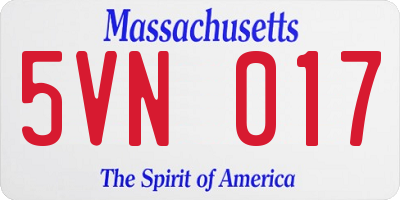 MA license plate 5VN017