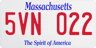 MA license plate 5VN022