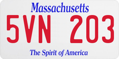 MA license plate 5VN203