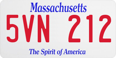 MA license plate 5VN212