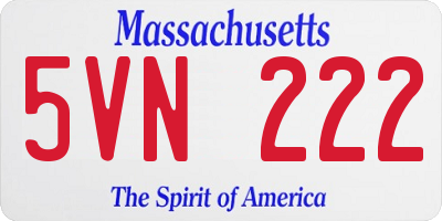 MA license plate 5VN222