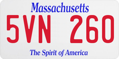 MA license plate 5VN260