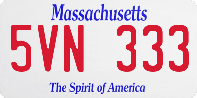 MA license plate 5VN333