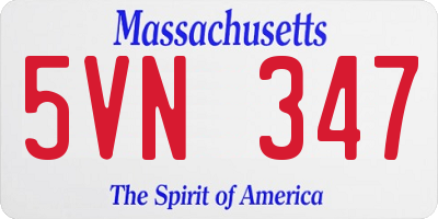 MA license plate 5VN347
