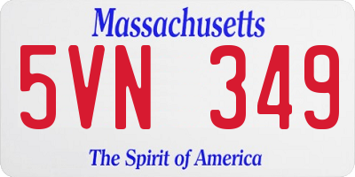 MA license plate 5VN349