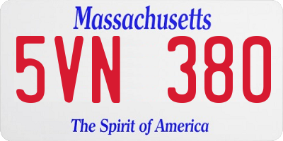 MA license plate 5VN380