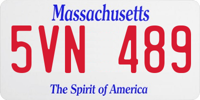 MA license plate 5VN489