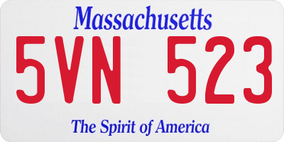 MA license plate 5VN523