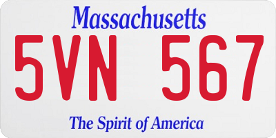 MA license plate 5VN567
