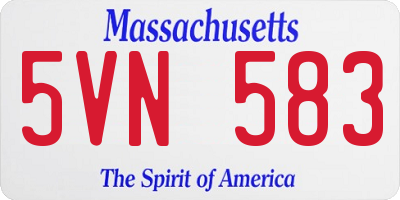 MA license plate 5VN583