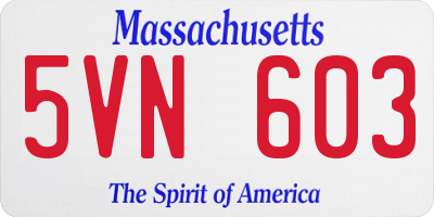 MA license plate 5VN603