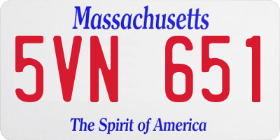 MA license plate 5VN651