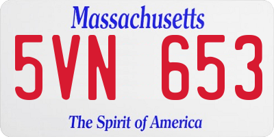 MA license plate 5VN653