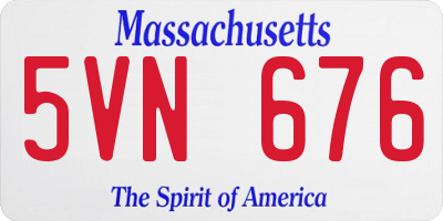 MA license plate 5VN676