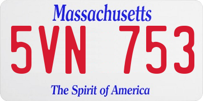 MA license plate 5VN753