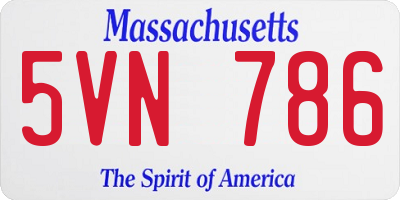 MA license plate 5VN786
