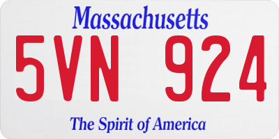 MA license plate 5VN924